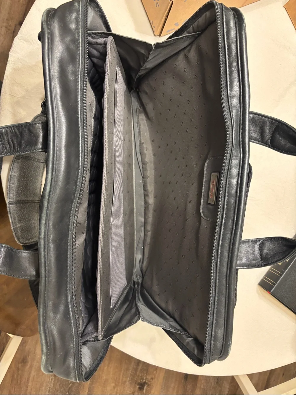 Tumi Alpha Leather Messenger and Laptop Bag